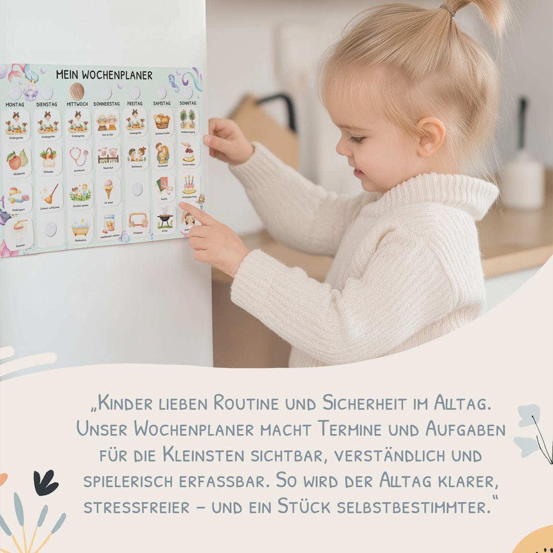Wochenplaner Kinder inkl. 350 Routinekärtchen - Motiv Meerjungfrau