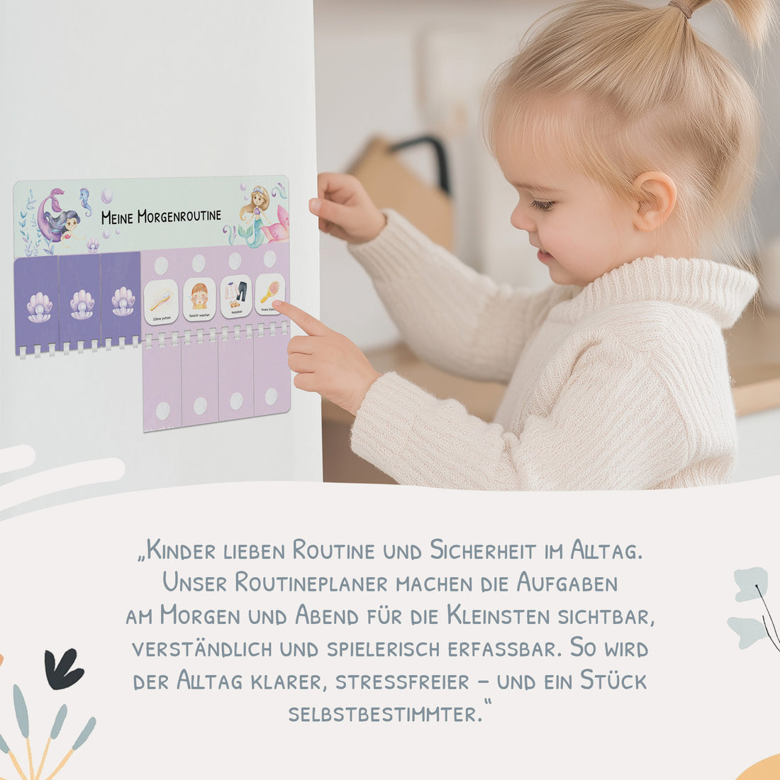 Routineplaner (Morgen & Abend) inkl. 105 Routinekärtchen - Motiv Meerjungfrau
