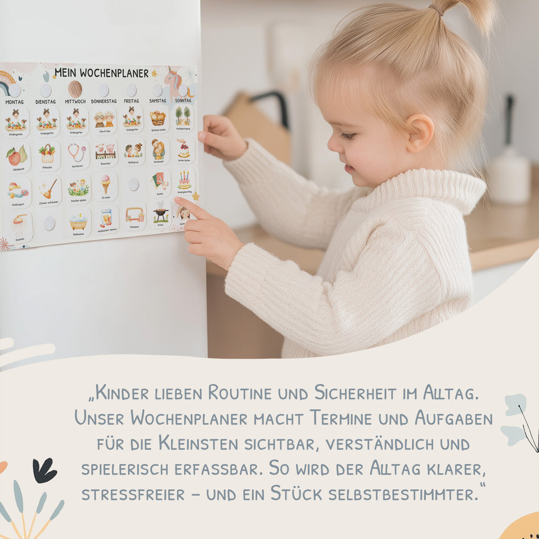 Wochenplaner Kinder inkl. 350 Routinekärtchen - Motiv Einhorn