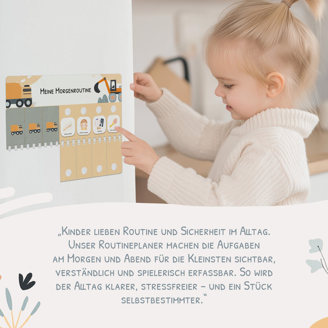 Routineplaner (Morgen & Abend) inkl. 105 Routinekärtchen - Motiv Bagger