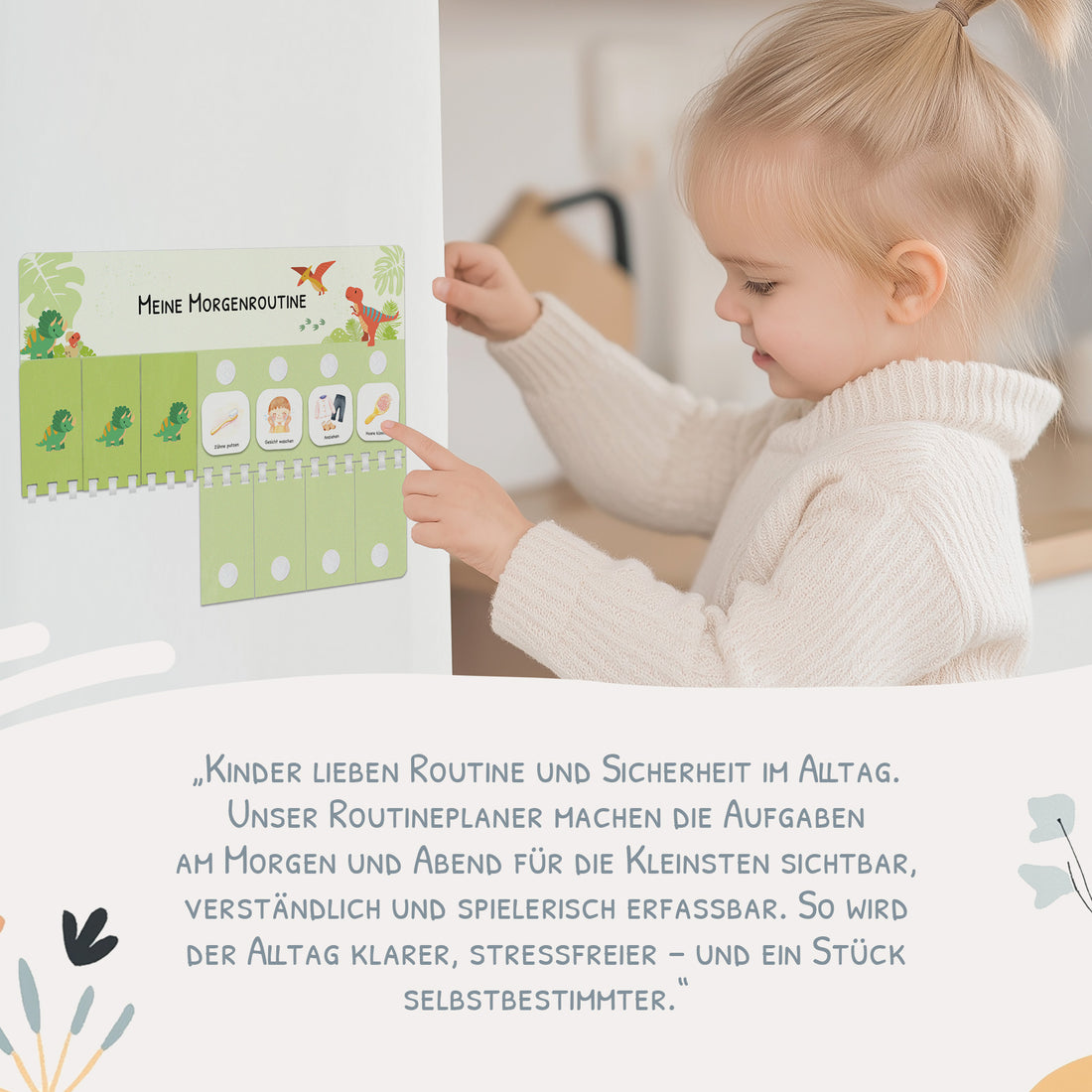 Routineplaner (Morgen & Abend) inkl. 105 Routinekärtchen - Motiv Dino