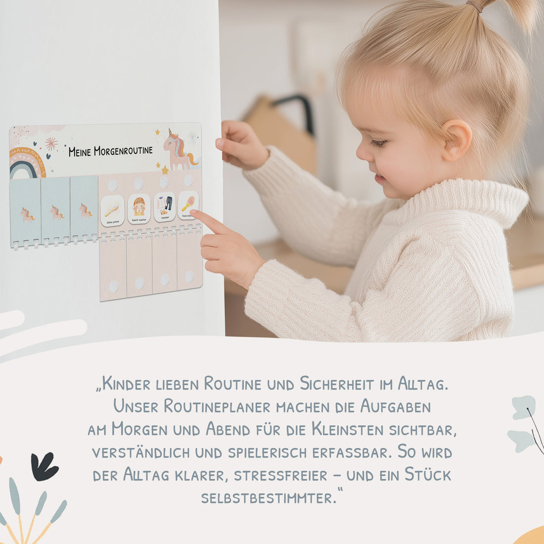 Routineplaner (Morgen & Abend) inkl. 105 Routinekärtchen - Motiv Einhorn