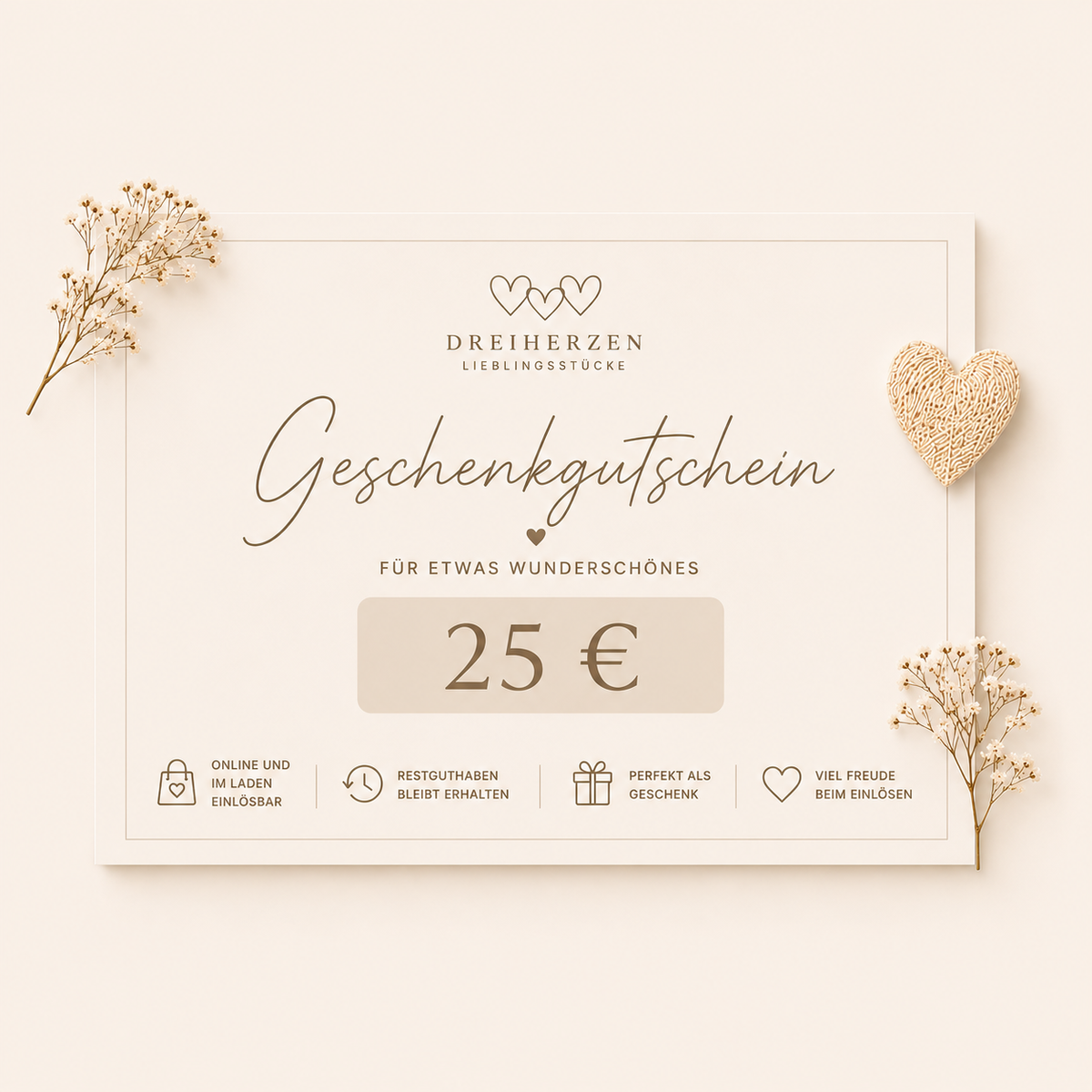 Geschenkgutschein – DreiHerzen Lieblingsstücke